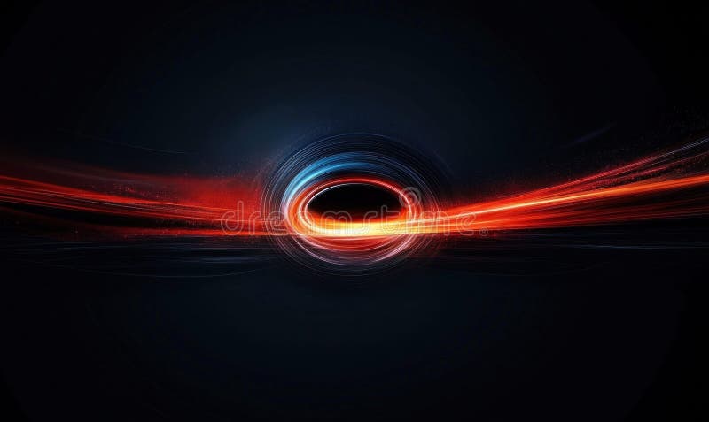 Abstract rendering displaying a futuristic design element with light streaks and concentric circles. vector illustration