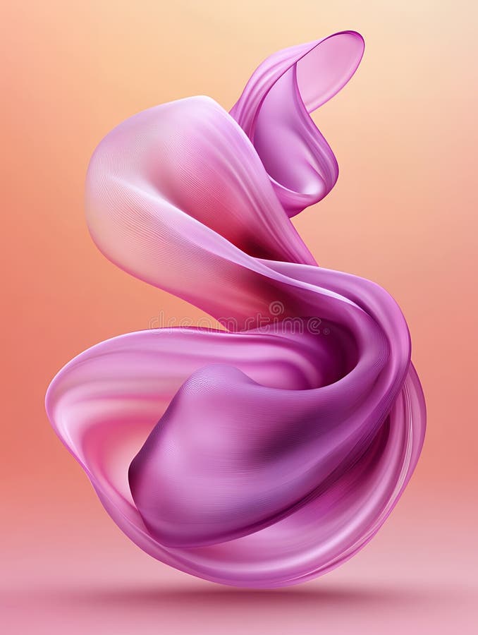 Abstract rendering of a flowing fabric in shades of pink and purple on a gradient background royalty free illustration