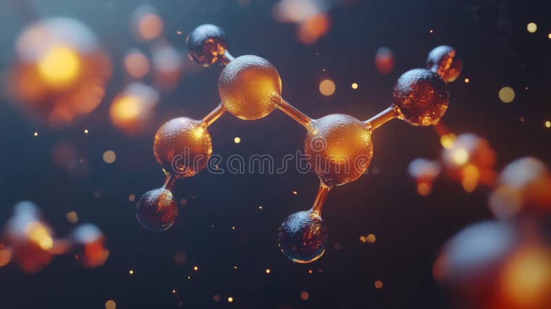 Abstract rendering of a glowing molecular structure stock illustration