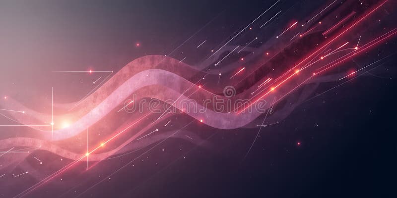 Abstract rendering of light streaks and waves against a dark gradient background with flares royalty free illustration