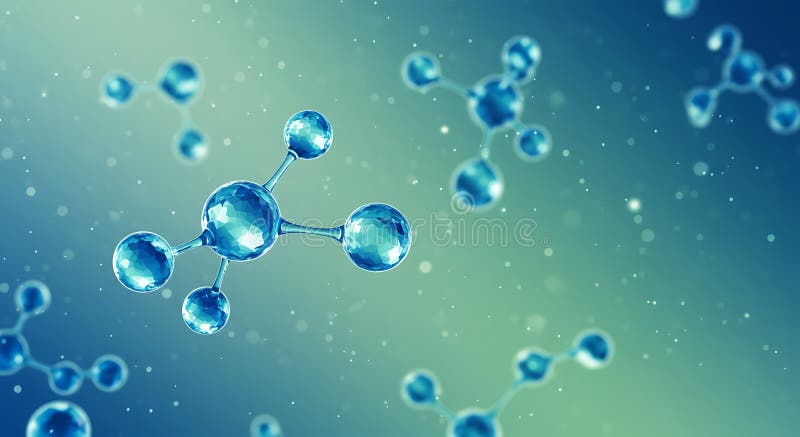 Abstract rendering of molecules, resembling a chemical structure with stock illustration