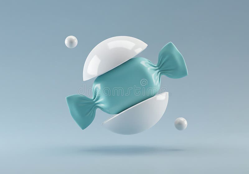 Abstract rendering showcasing a candy wrapped in segments with smooth materials vector illustration