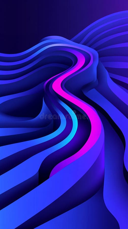 Abstract rendering of wavy lines in shades of blue and pink creating a dynamic composition vector illustration