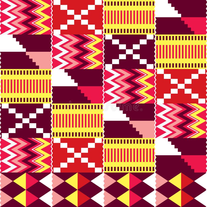 African Tribal Kente Cloth Style Vector Seamless Textile Pattern  Traditional Geometric Nwentoma Design From Ghana Stock Illustration -  Download Image Now - iStock