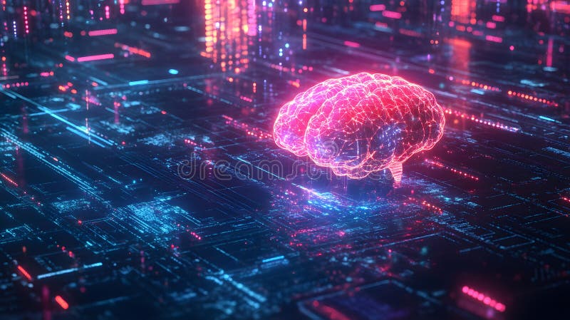 An abstract representation of AI as a glowing neural network stock photo