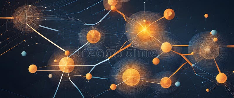 An abstract representation of business strategy, featuring geometric shapes interlocking and forming a complex network stock illustration