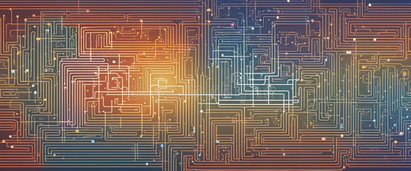 An abstract representation of a complex network of digital connections symbolizing data-driven decision making, interconnected royalty free illustration