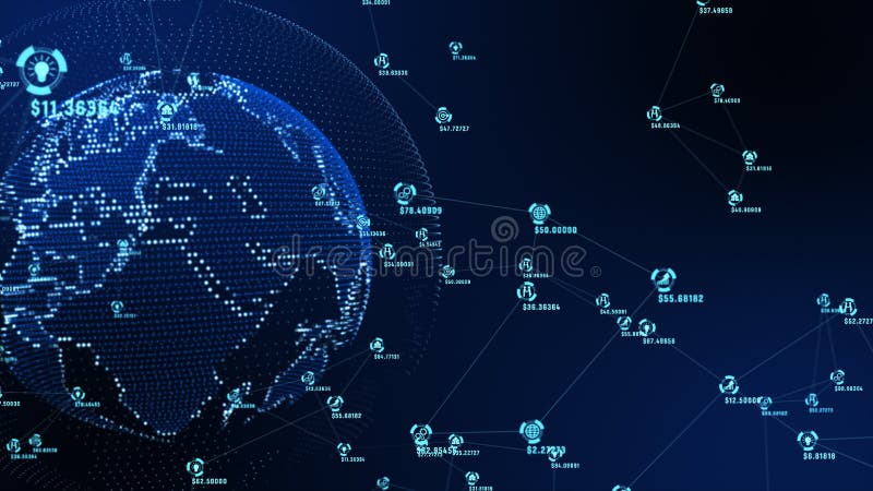 Abstract Representation of Data and Connection Paths Networks Marketing. Earth Element Furnished by Nasa stock photography