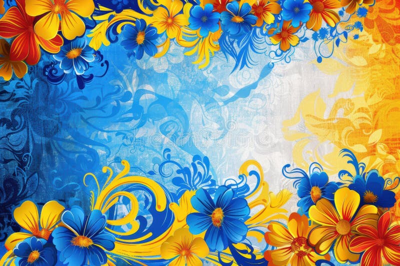 Abstract representation of Ukrainian culture using vivid colors and dynamic patterns AI generated