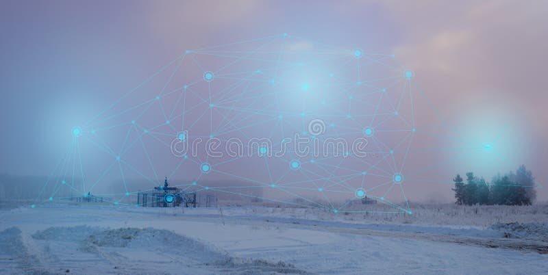 Abstract representation of a wireless gas production well control. Increase efficiency and reduce equipment wear with augmented re royalty free stock photos Abstract representation of a wireless gas production well control. Increase efficiency and reduce equipment wear with augmented re royalty free stock photos