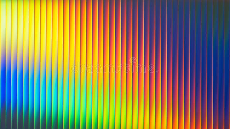 Abstract ribbed fractal texture with glass effect and bright smooth fluted vertical lines of rainbow gradient. Bold and dynamic vector illustration