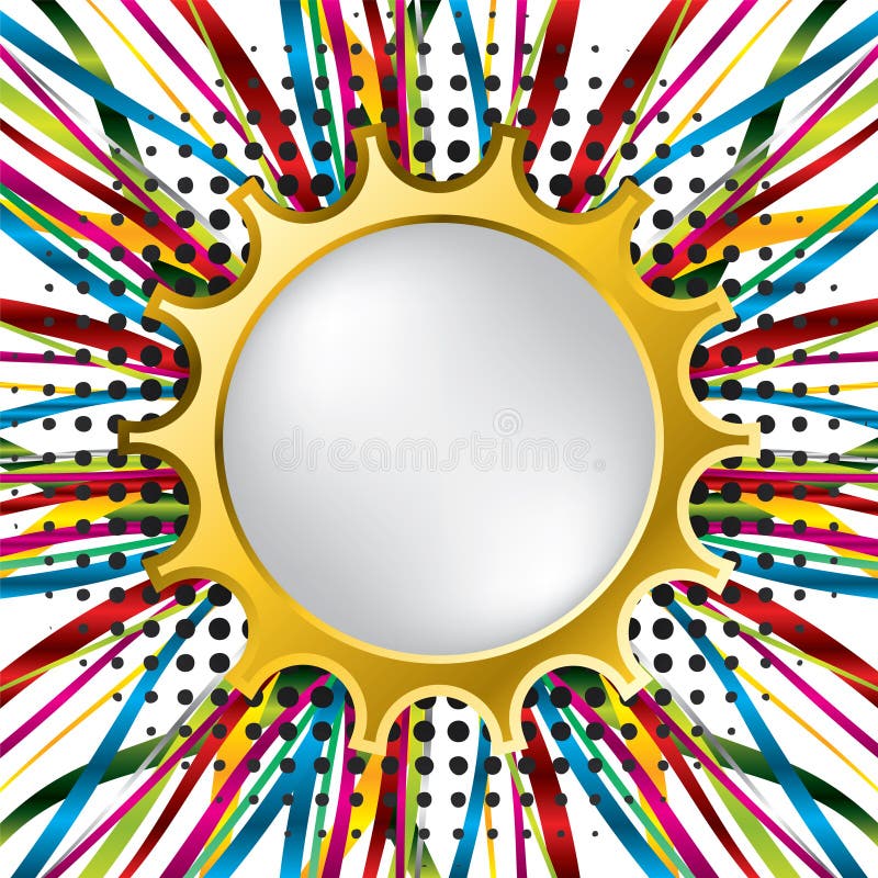 Abstract ribbon background with golden cogwheel royalty free illustration