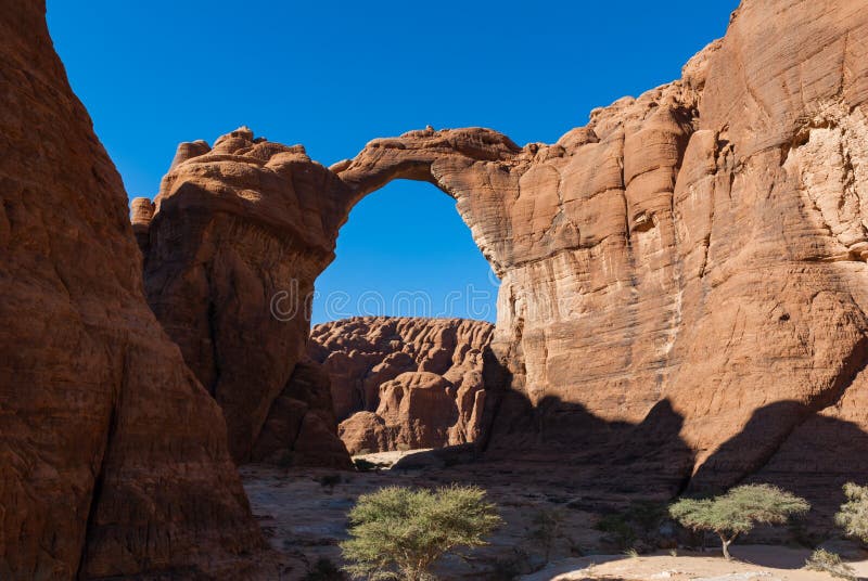 Abstract rocks formation d`Aloba arch at plateau Ennedi, in Sahara desert, Chad, Africa