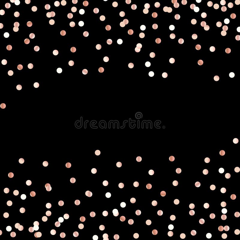 Rose Gold Falling Glitter on Black Background. Vector Stock Vector