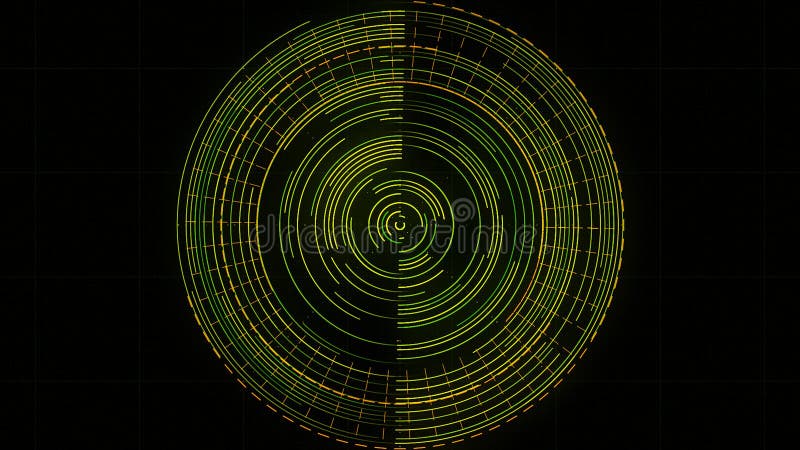 Abstract Rotating Radar on the Screen. Animation. Working Searching Program  with Spinning Circles Isolated on Black Stock Illustration - Illustration  of counter, radar: 182714970