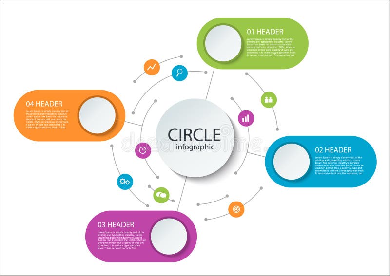 Abstract round infographics. Color circle diagram 4 step. stock illustration