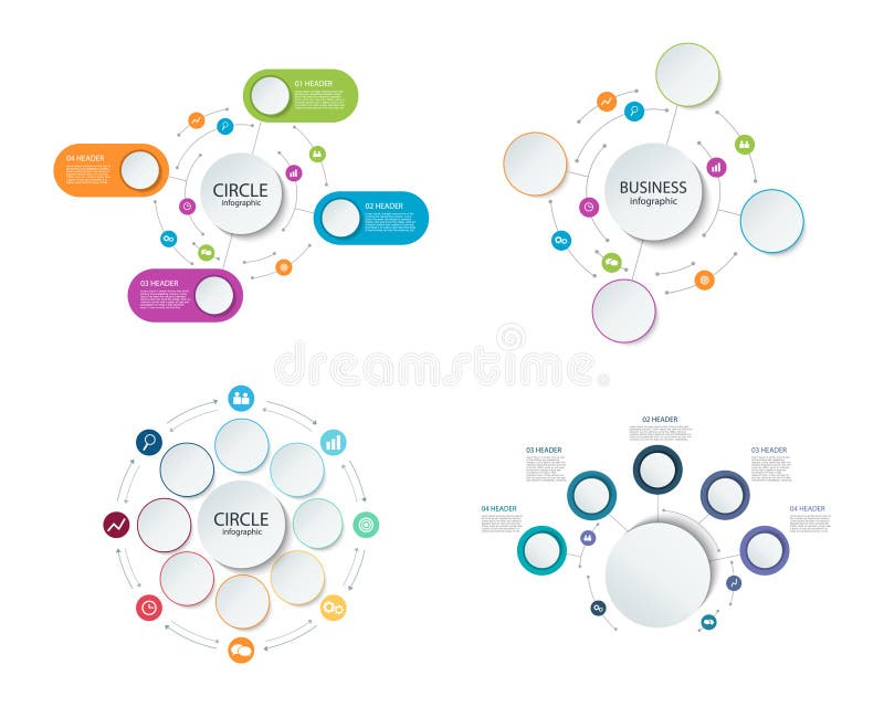 Abstract round infographics. Set Color circle diagram. royalty free illustration