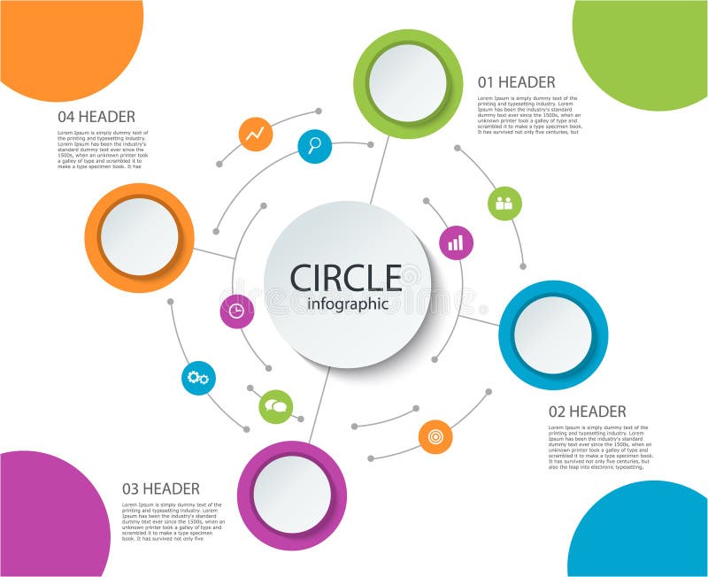 Abstract round infographics 4 step. Color circle diagram vector illustration