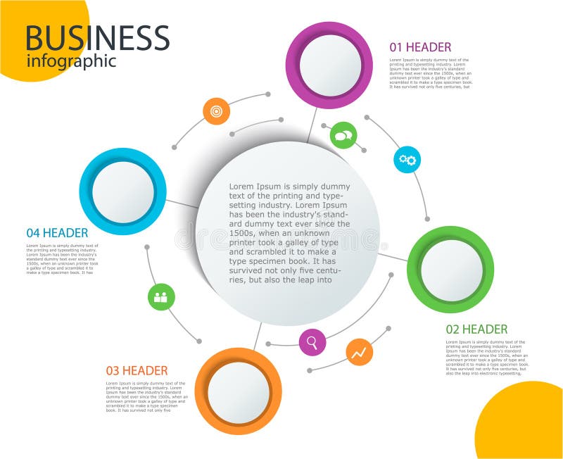 Abstract round infographics 5 step. Color circle diagram royalty free illustration