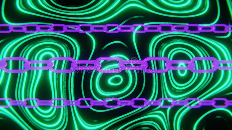 Abstract 80s Retro Disco Neon Background. Y2K Aesthetic Wallpaper with  Glowing Green Waves and Purple Chains Stock Image - Image of groove, chain:  282519967