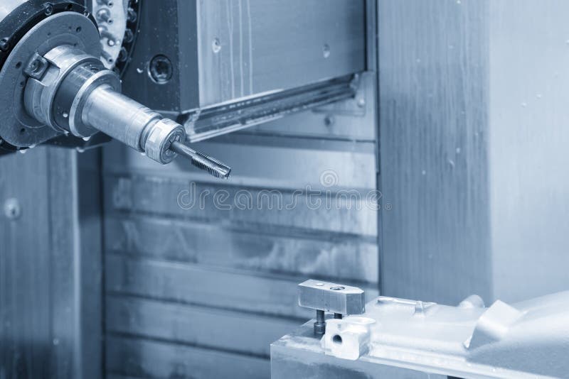 The abstract scene of 5-axis CNC Machine royalty free stock photo