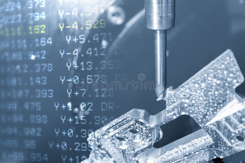 The abstract scene of 5-axis CNC machine stock photos