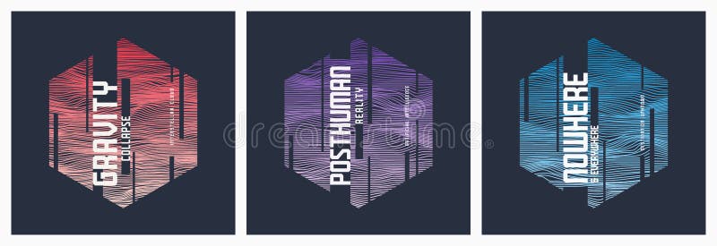 Abstract sci-fi geometric vector t-shirt and apparel designs.