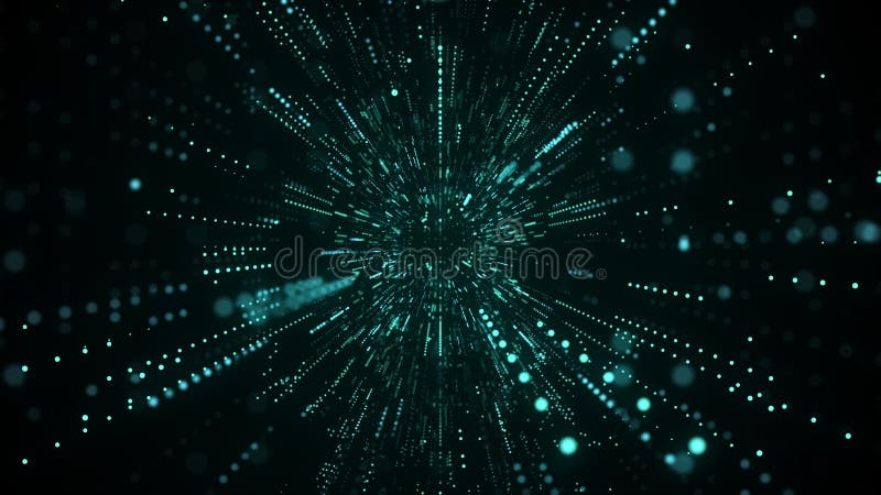 Abstract sci-fi tunnel. Digital database cyberspace. Decoding algorithms hacked software in funnel. Wormhole with cyber security vector illustration