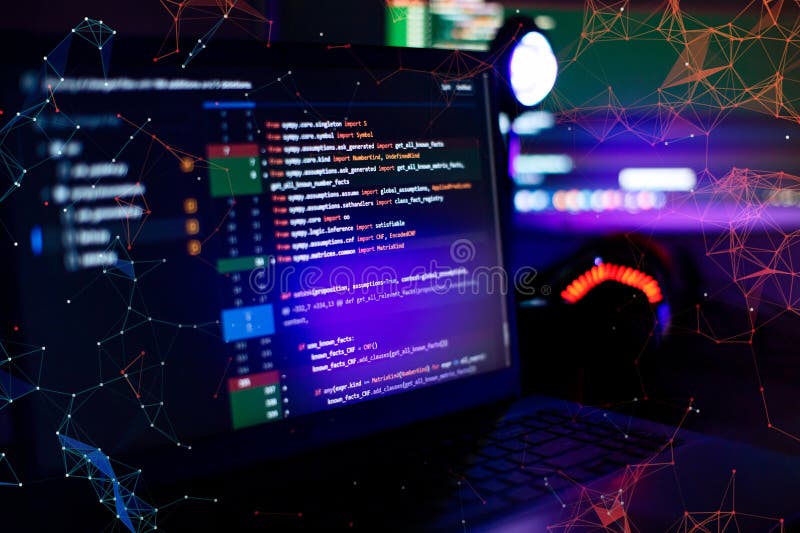 Abstract screen of web developer. Data network hardware Concept. royalty free stock photography
