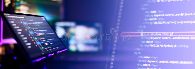 Abstract screen of web developer. Data network hardware Concept. stock photo