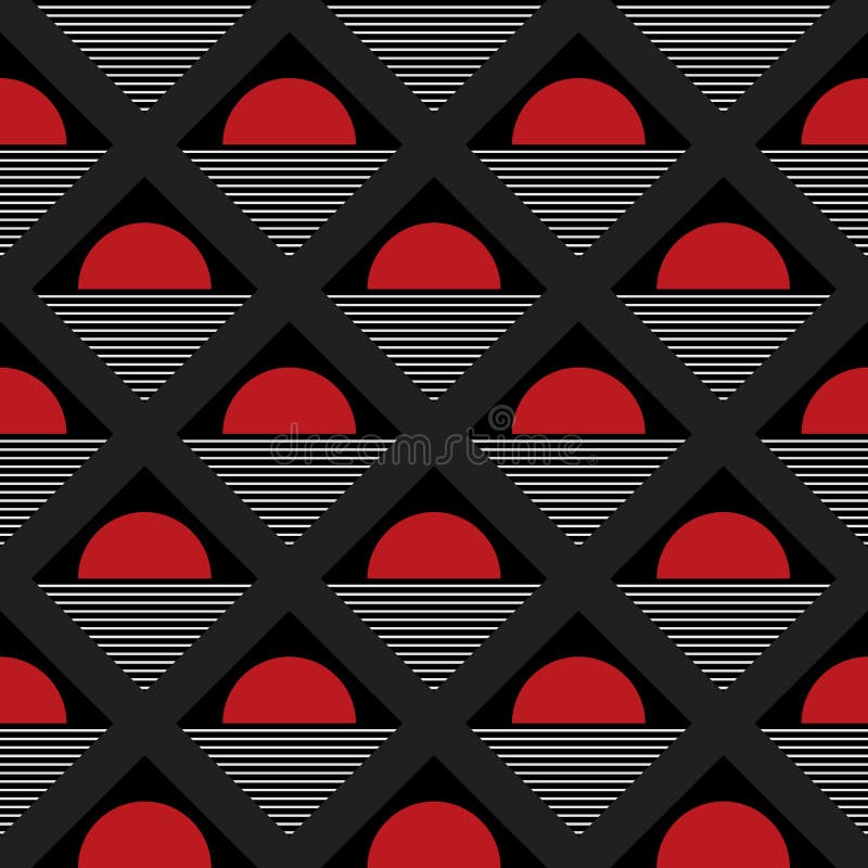 Abstract Seamless Background With Red Half Circle And Triangle Stock