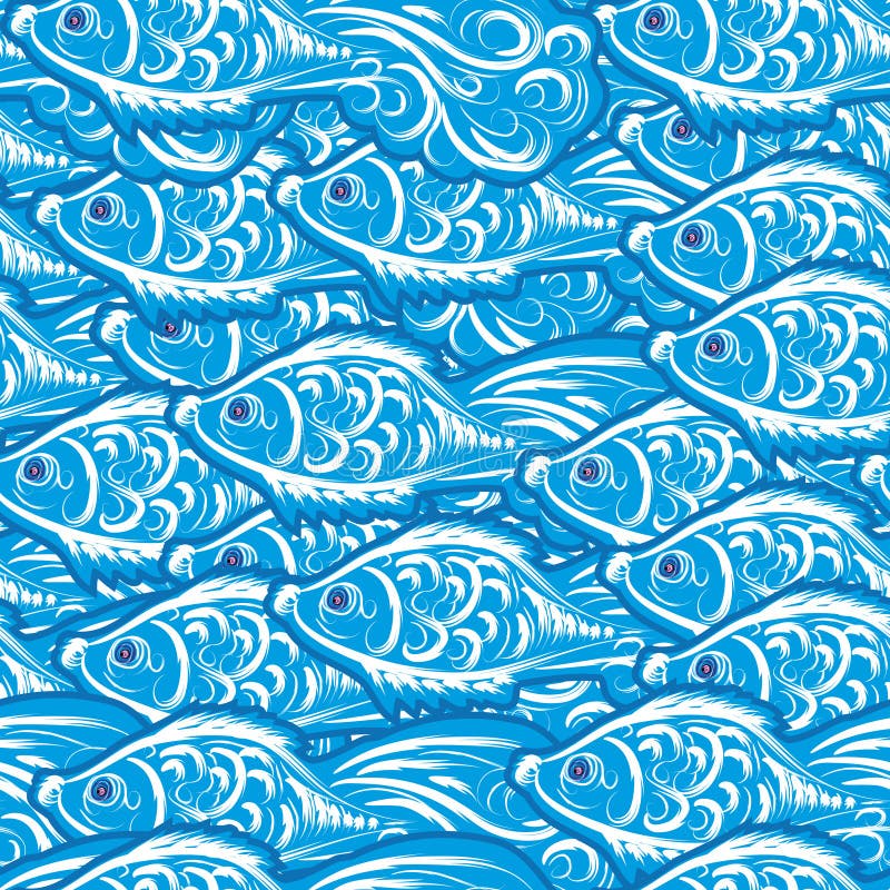 Abstract seamless with fishes