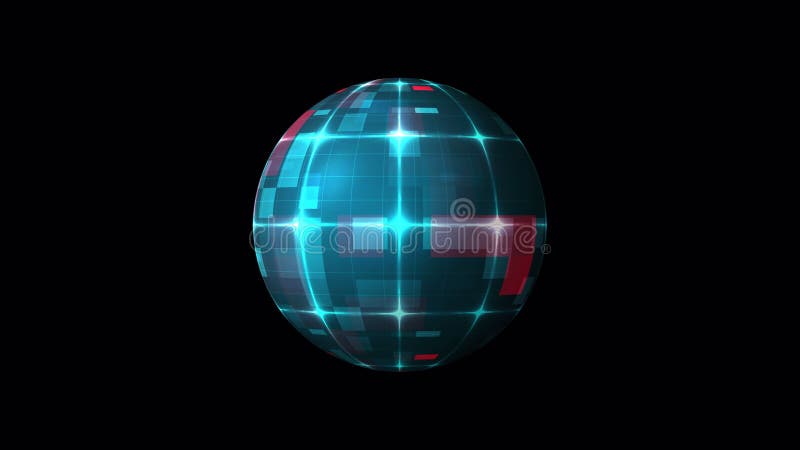 Abstract seamless loop animated spherical object with futuristic technology grid rotation isolated with alpha channel. vector illustration.