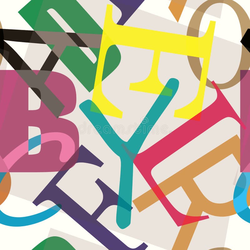 Abstract Seamless Pattern with Alphabet Elements Stock Vector