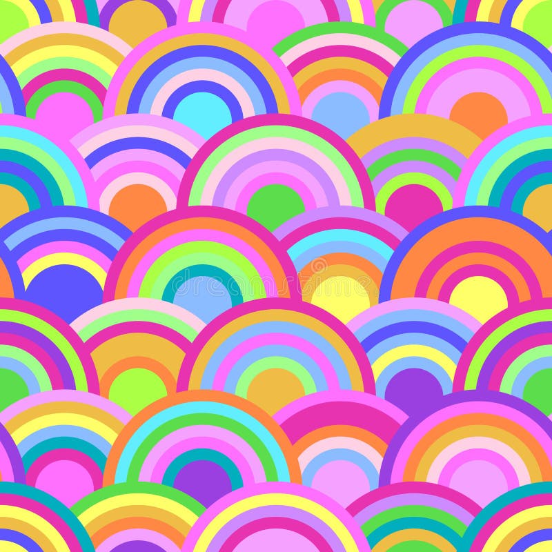 Abstract seamless pattern with colorful circles stock illustration