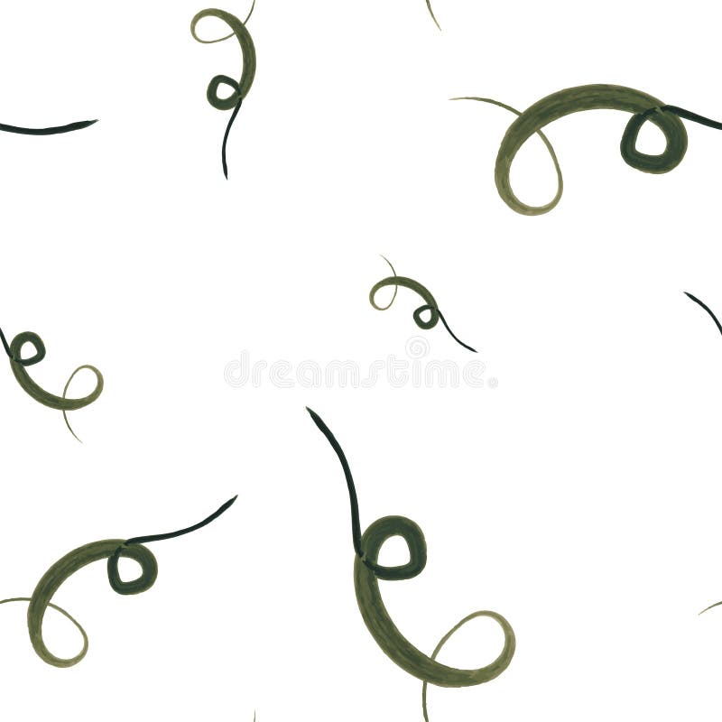 Abstract seamless pattern. Hand drawn watercolor green lines, brush strokes, wavy lines, scribbles, swirls on white stock illustration Abstract seamless pattern. Hand drawn watercolor green lines, brush strokes, wavy lines, scribbles, swirls on white stock illustration