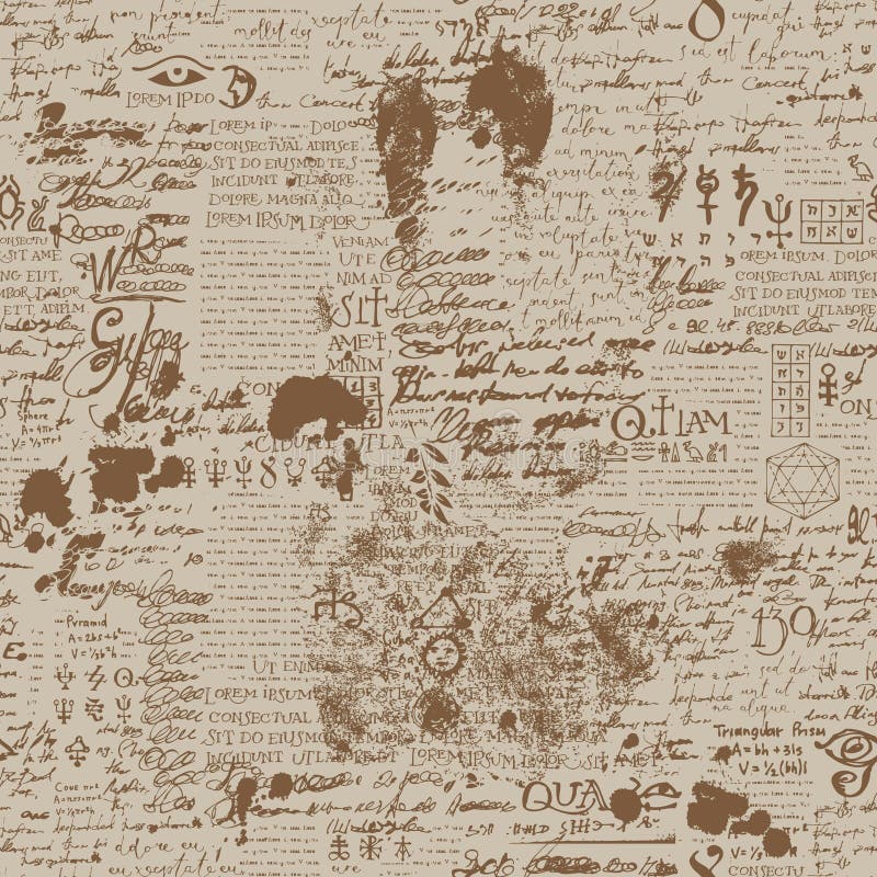 Abstract seamless pattern with scribbles and text stock illustration