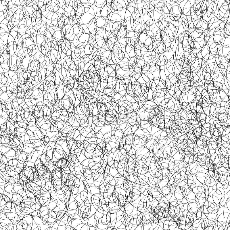 Abstract Seamless Pattern With Messy Doodle Monochrome Tiled