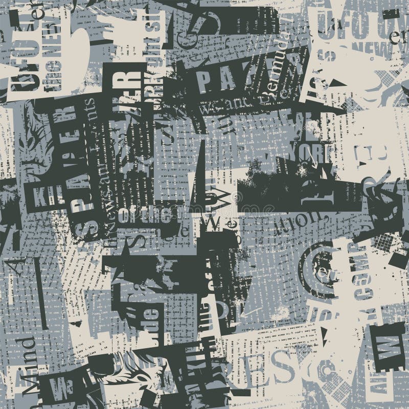 Abstract seamless pattern on a newspaper theme vector illustration