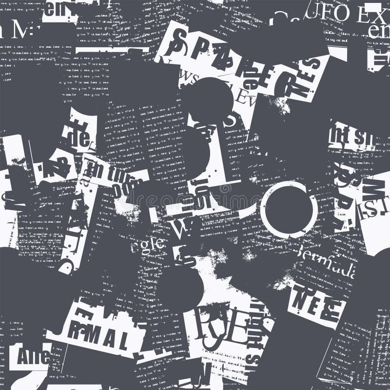 Abstract seamless pattern on a newspaper theme stock illustration