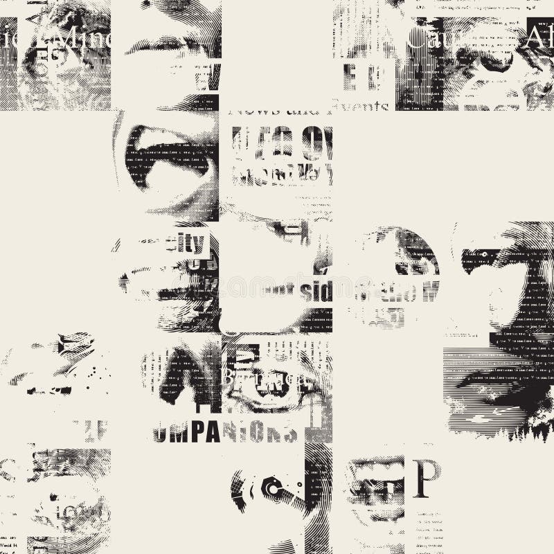 Abstract seamless pattern on a newspaper theme vector illustration