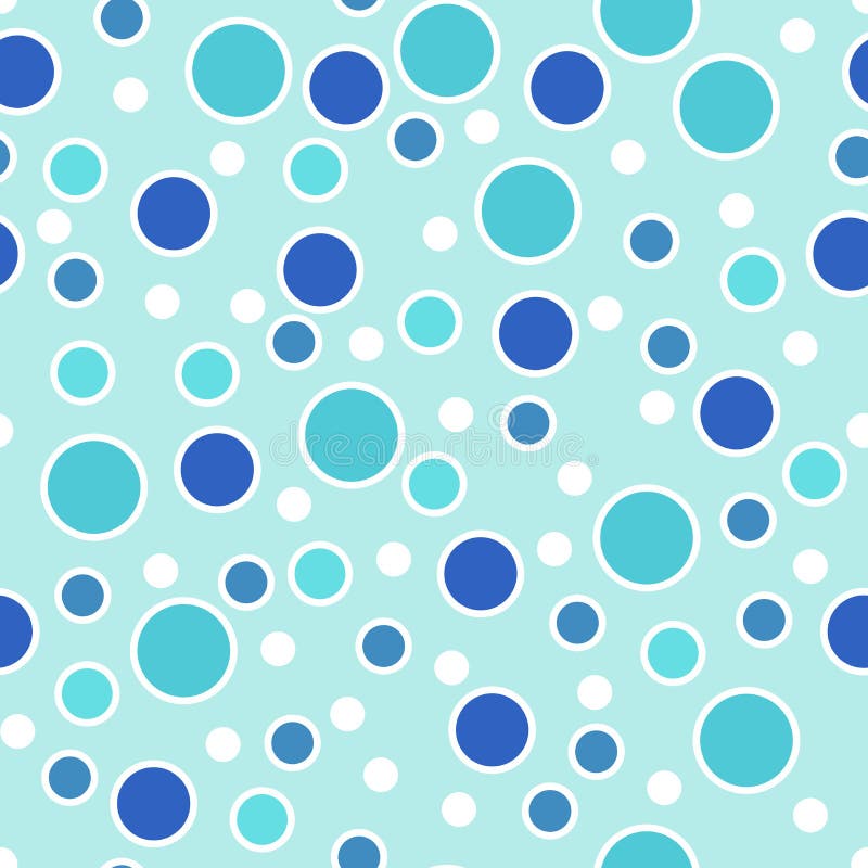 Abstract seamless pattern with randomly dots. Blue background with different circles.