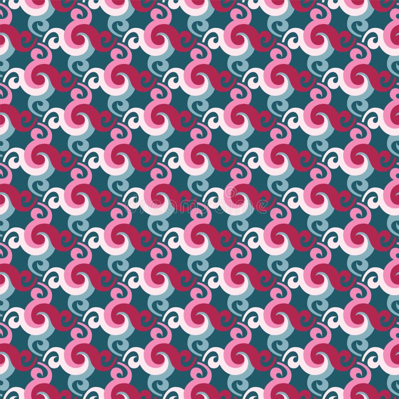 Abstract seamless pattern with swirls or twist and leaves. royalty free illustration