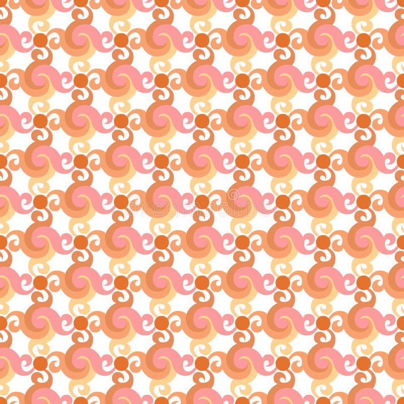 Abstract seamless pattern with swirls or twist, leaves and dots. royalty free illustration