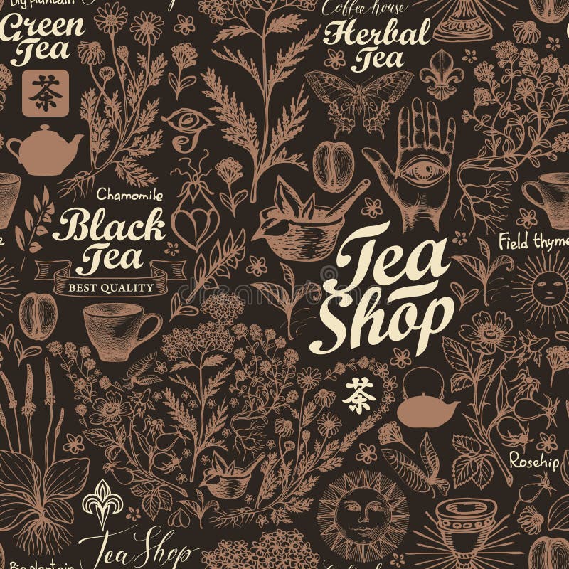 Abstract seamless pattern on the theme of tea vector illustration