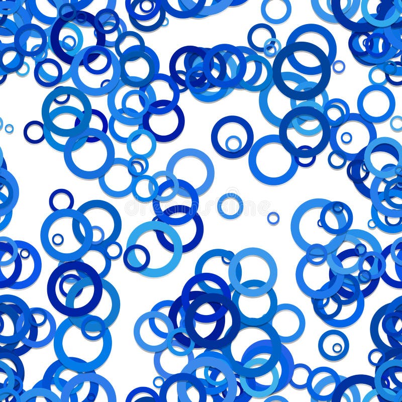 Abstract seamless random circle pattern background - vector design from blue rings stock illustration