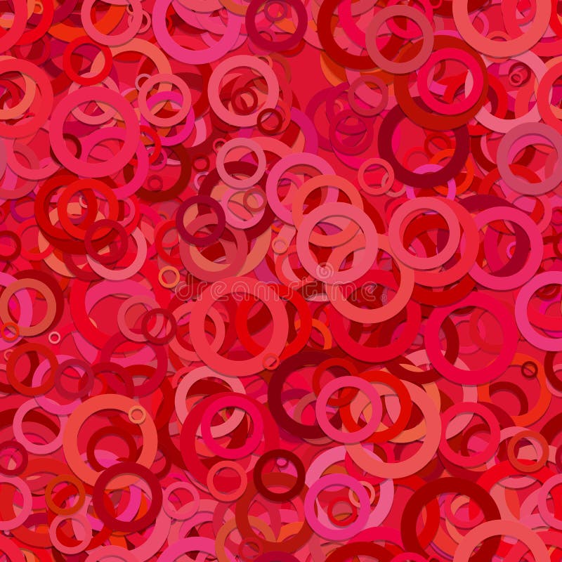 Abstract seamless random circle pattern background - vector design from red rings stock illustration