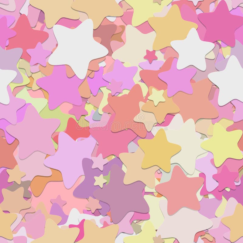 Abstract seamless random star background pattern - vector design from rounded pentagram stars with shadow effect stock illustration