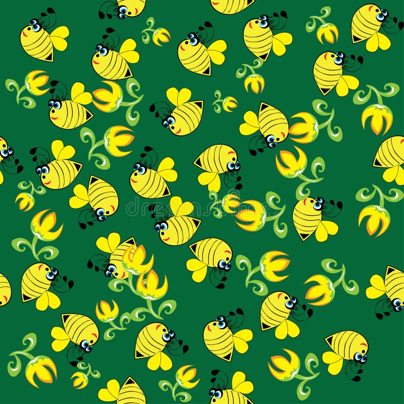 Abstract seamless structure with bees