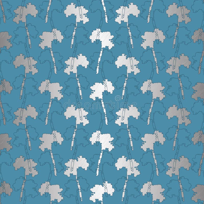 Abstract seamless vector pattern with subtle silver and blue tree texture. vector illustration